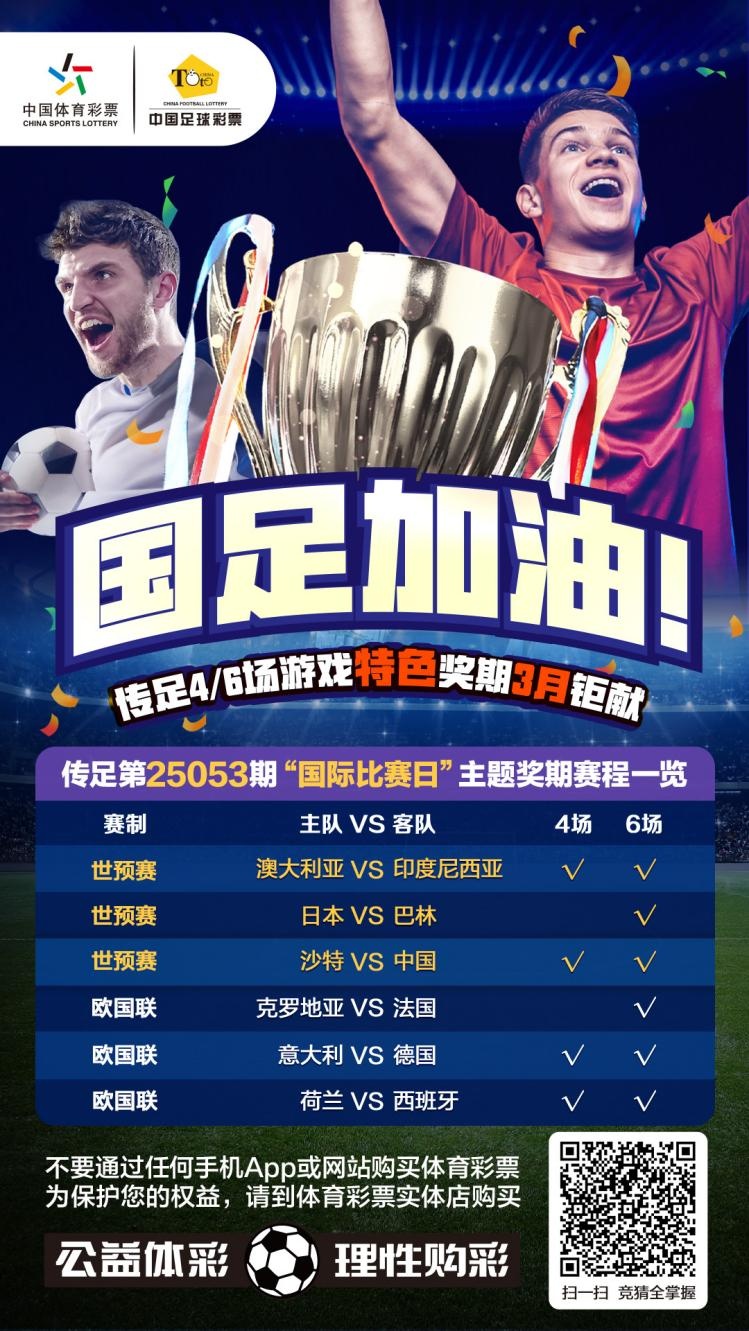 國(guó)足加油！傳足特色獎(jiǎng)期第25053期聚焦國(guó)際比賽日